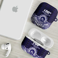 Tonga Queen Salote College 100th Years AirPods Case Blue Tonga Kupesi Uniquely Pacific Art - Polynesian Pride