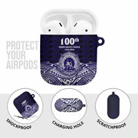 Tonga Queen Salote College 100th Years AirPods Case Blue Tonga Kupesi Uniquely Pacific Art LT9 - Polynesian Pride