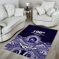Tonga Queen Salote College 100th Years Area Rug Blue Tonga Kupesi Uniquely Pacific Art - Polynesian Pride
