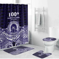Tonga Queen Salote College 100th Years Bathroom Set Blue Tonga Kupesi Uniquely Pacific Art - Polynesian Pride