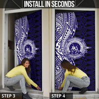 Tonga Queen Salote College 100th Years Door Cover Blue Tonga Kupesi Uniquely Pacific Art - Polynesian Pride