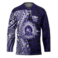 Tonga Queen Salote College 100th Years Hockey Jersey Blue Tonga Kupesi Uniquely Pacific Art LT9 Unisex Blue - Polynesian Pride