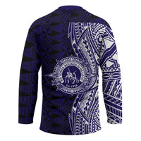 Tonga Queen Salote College 100th Years Hockey Jersey Blue Tonga Kupesi Uniquely Pacific Art LT9 - Polynesian Pride