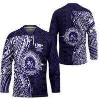 Tonga Queen Salote College 100th Years Hockey Jersey Blue Tonga Kupesi Uniquely Pacific Art LT9 - Polynesian Pride