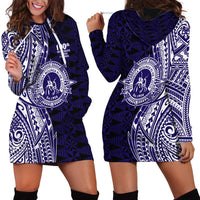 Tonga Queen Salote College 100th Years Hoodie Dress Blue Tonga Kupesi Uniquely Pacific Art - Polynesian Pride
