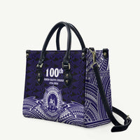Tonga Queen Salote College 100th Years Leather Bag Blue Tonga Kupesi Uniquely Pacific Art - Polynesian Pride