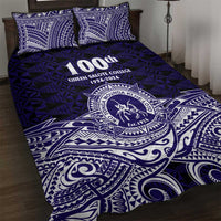 Tonga Queen Salote College 100th Years Quilt Bed Set Blue Tonga Kupesi Uniquely Pacific Art - Polynesian Pride