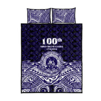Tonga Queen Salote College 100th Years Quilt Bed Set Blue Tonga Kupesi Uniquely Pacific Art - Polynesian Pride