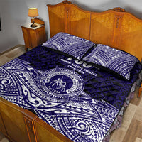 Tonga Queen Salote College 100th Years Quilt Bed Set Blue Tonga Kupesi Uniquely Pacific Art - Polynesian Pride