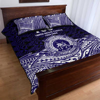 Tonga Queen Salote College 100th Years Quilt Bed Set Blue Tonga Kupesi Uniquely Pacific Art - Polynesian Pride