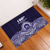 Tonga Queen Salote College 100th Years Rubber Doormat Blue Tonga Kupesi Uniquely Pacific Art - Polynesian Pride
