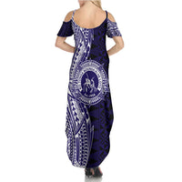 Tonga Queen Salote College 100th Years Summer Maxi Dress Blue Tonga Kupesi Uniquely Pacific Art - Polynesian Pride