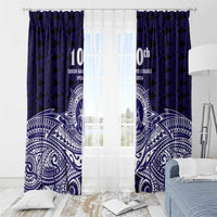 Tonga Queen Salote College 100th Years Window Curtain Blue Tonga Kupesi Uniquely Pacific Art - Polynesian Pride