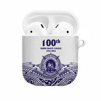 Tonga Queen Salote College 100th Years AirPods Case White Tonga Kupesi Uniquely Pacific Art LT9 White - Polynesian Pride