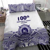 Tonga Queen Salote College 100th Years Bedding Set White Tonga Kupesi Uniquely Pacific Art - Polynesian Pride