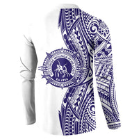 Tonga Queen Salote College 100th Years Button Sweatshirt White Tonga Kupesi Uniquely Pacific Art - Polynesian Pride