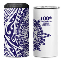 Tonga Queen Salote College 100th Years 4 in 1 Can Cooler Tumbler White Tonga Kupesi Uniquely Pacific Art - Polynesian Pride