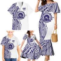 Tonga Queen Salote College 100th Years Family Matching Mermaid Dress and Hawaiian Shirt White Tonga Kupesi Uniquely Pacific Art - Polynesian Pride