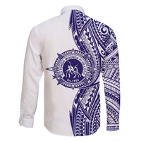 Tonga Queen Salote College 100th Years Family Matching Off The Shoulder Long Sleeve Dress and Hawaiian Shirt White Tonga Kupesi Uniquely Pacific Art - Polynesian Pride