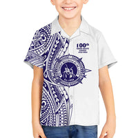 Tonga Queen Salote College 100th Years Family Matching Off Shoulder Maxi Dress and Hawaiian Shirt White Tonga Kupesi Uniquely Pacific Art - Polynesian Pride