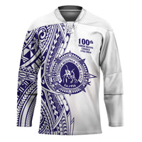 Tonga Queen Salote College 100th Years Hockey Jersey White Tonga Kupesi Uniquely Pacific Art LT9 Unisex White - Polynesian Pride