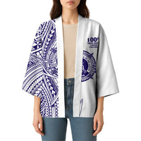 Tonga Queen Salote College 100th Years Kimono White Tonga Kupesi Uniquely Pacific Art - Polynesian Pride