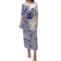 Tonga Queen Salote College 100th Years Puletasi White Tonga Kupesi Uniquely Pacific Art - Polynesian Pride