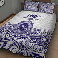 Tonga Queen Salote College 100th Years Quilt Bed Set White Tonga Kupesi Uniquely Pacific Art - Polynesian Pride