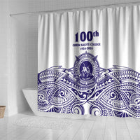Tonga Queen Salote College 100th Years Shower Curtain White Tonga Kupesi Uniquely Pacific Art - Polynesian Pride