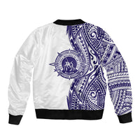 Tonga Queen Salote College 100th Years Sleeve Zip Bomber Jacket White Tonga Kupesi Uniquely Pacific Art - Polynesian Pride