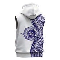 Tonga Queen Salote College 100th Years Sleeveless Zip Hoodie White Tonga Kupesi Uniquely Pacific Art LT9 - Polynesian Pride