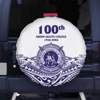 Tonga Queen Salote College 100th Years Spare Tire Cover White Tonga Kupesi Uniquely Pacific Art - Polynesian Pride