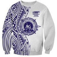 Tonga Queen Salote College 100th Years Sweatshirt White Tonga Kupesi Uniquely Pacific Art - Polynesian Pride