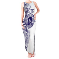Tonga Queen Salote College 100th Years Tank Maxi Dress White Tonga Kupesi Uniquely Pacific Art - Polynesian Pride