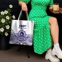 Tonga Queen Salote College 100th Years Tote Bag White Tonga Kupesi Uniquely Pacific Art - Polynesian Pride