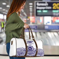 Tonga Queen Salote College 100th Years Travel Bag White Tonga Kupesi Uniquely Pacific Art - Polynesian Pride
