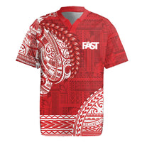 Samoa FAST Rugby Jersey Samoan Motif Patterns LT9 Red - Polynesian Pride