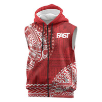 Samoa FAST Sleeveless Zip Hoodie Samoan Motif Patterns LT9 Red - Polynesian Pride