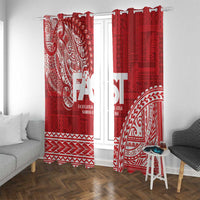 Samoa FAST Window Curtain Samoan Motif Patterns LT9 With Grommets Red - Polynesian Pride