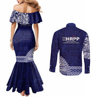 Samoa HRPP Couples Matching Mermaid Dress and Long Sleeve Button Shirt Samoan Motif Patterns LT9 - Polynesian Pride