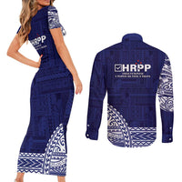 Samoa HRPP Couples Matching Short Sleeve Bodycon Dress and Long Sleeve Button Shirt Samoan Motif Patterns LT9 - Polynesian Pride