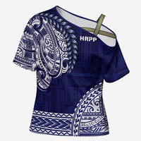 Samoa HRPP Cross Shoulder Shirt Samoan Motif Patterns LT9 Female Blue - Polynesian Pride