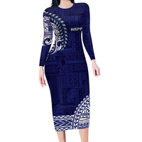 Samoa HRPP Long Sleeve Bodycon Dress Samoan Motif Patterns - Polynesian Pride