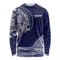 Samoa HRPP Long Sleeve Shirt Samoan Motif Patterns LT9 Unisex Blue - Polynesian Pride