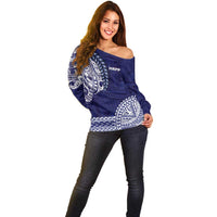 Samoa HRPP Off Shoulder Sweater Samoan Motif Patterns - Polynesian Pride