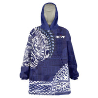 Samoa HRPP Wearable Blanket Hoodie Samoan Motif Patterns LT9 One Size Blue - Polynesian Pride