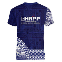 Samoa HRPP Women V-Neck T-Shirt Samoan Motif Patterns - Polynesian Pride