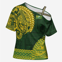 Samoa SUP Cross Shoulder Shirt Samoan Motif Patterns LT9 Female Green - Polynesian Pride