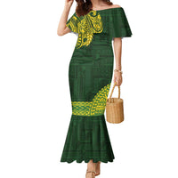 Samoa SUP Family Matching Mermaid Dress and Hawaiian Shirt Samoan Motif Patterns LT9 Mom's Dress Green - Polynesian Pride