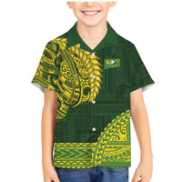 Samoa SUP Family Matching Mermaid Dress and Hawaiian Shirt Samoan Motif Patterns LT9 Son's Shirt Green - Polynesian Pride